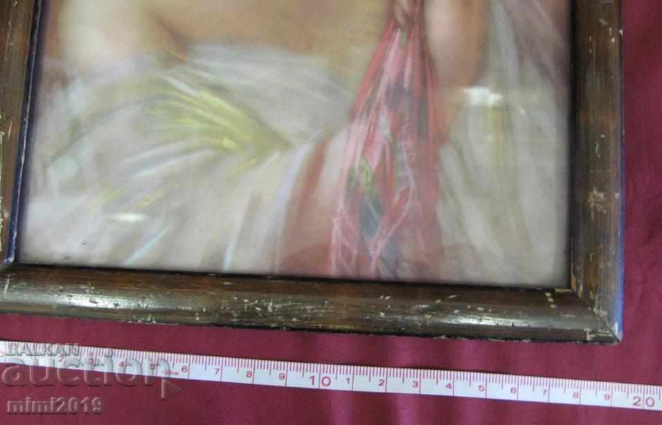 19th century Old lithograph wooden frame with glass - 5 19th century Old lithograph wooden frame with glass - 5