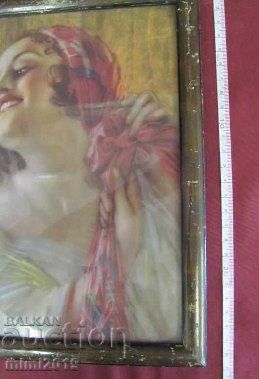 19th century Old lithograph wooden frame with glass - 6 19th century Old lithograph wooden frame with glass - 6