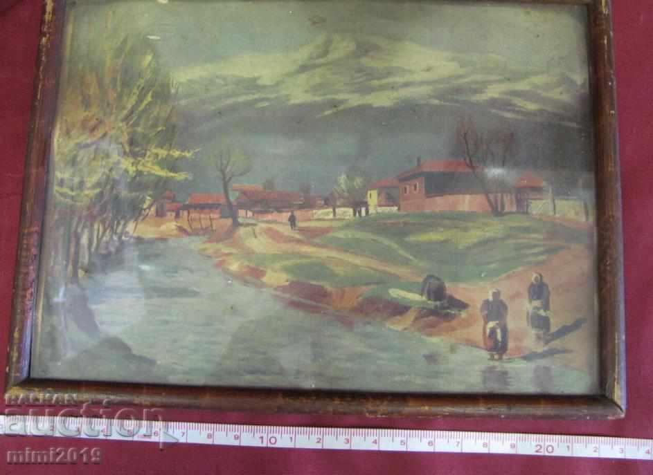 19th century Old lithograph wooden frame with glass - 6 19th century Old lithograph wooden frame with glass - 6