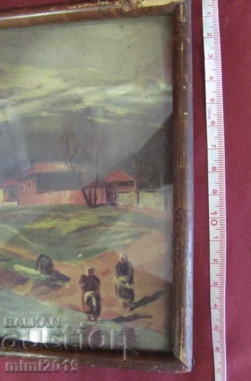 19th century Old lithograph wooden frame with glass - 7 19th century Old lithograph wooden frame with glass - 7