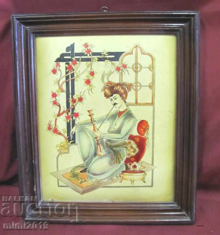 Very Old Art Deco Painting on leather