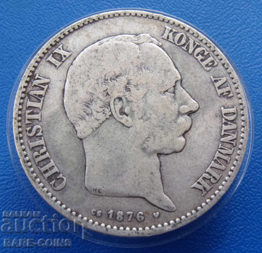 Denmark 2 Crowns 1876 HC // CS Rare Original with price € 43.46 | 85.00 BGN