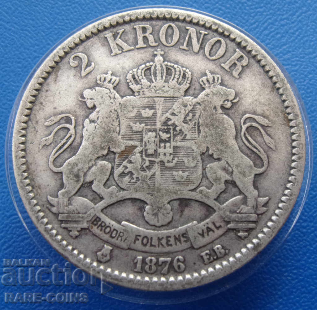 Suedia 2 Coroane 1876 EB Rare Original