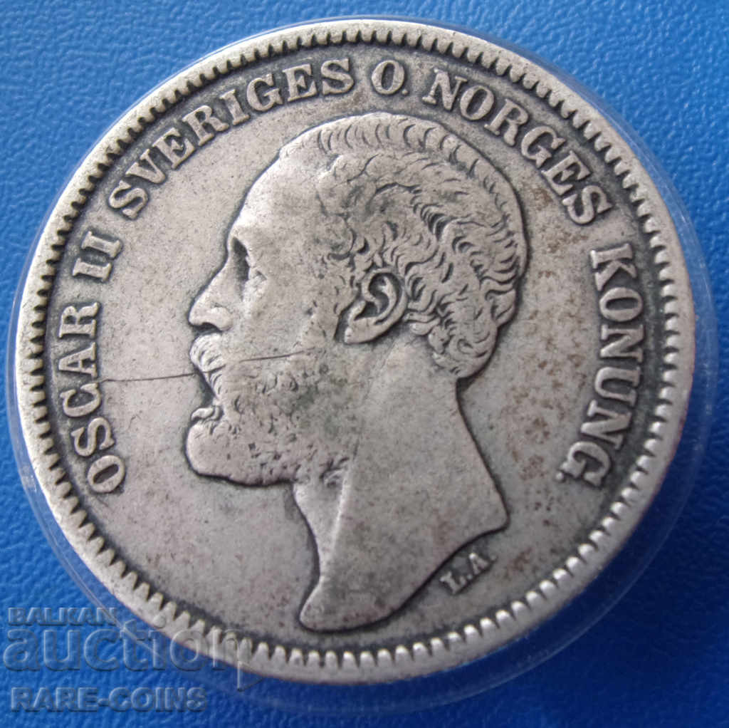 Σουηδία 2 Crowns 1878 EB εξαιρετικά σπάνιο πρωτότυπο με τιμή € 135.49 | 265.00 BGN