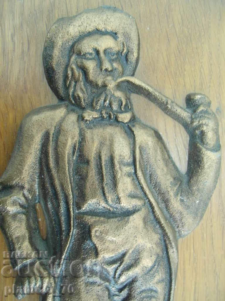 Auction № * 5081 old panel - bronze figure on a wooden base Auction № * 5081 old panel - bronze figure on a wooden base