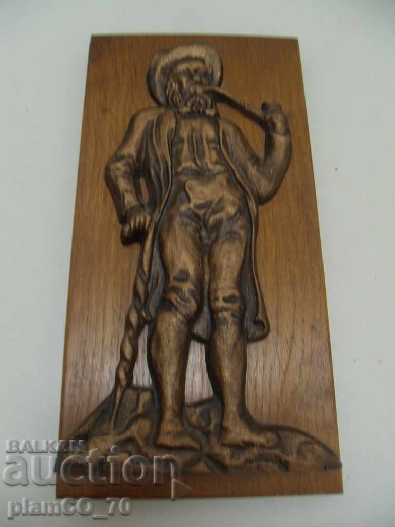 № * 5081 old panel - bronze figure on a wooden base - 5 № * 5081 old panel - bronze figure on a wooden base - 5
