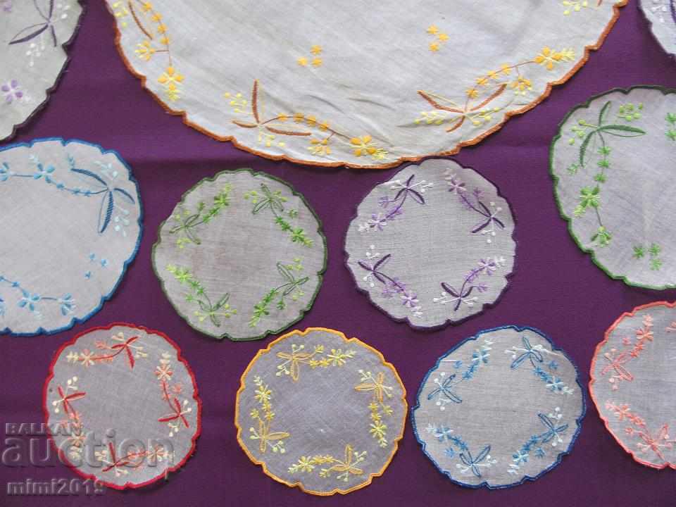 19th century Hand-sewn Waters and Coasters 15 pcs. - 5 19th century Hand-sewn Waters and Coasters 15 pcs. - 5