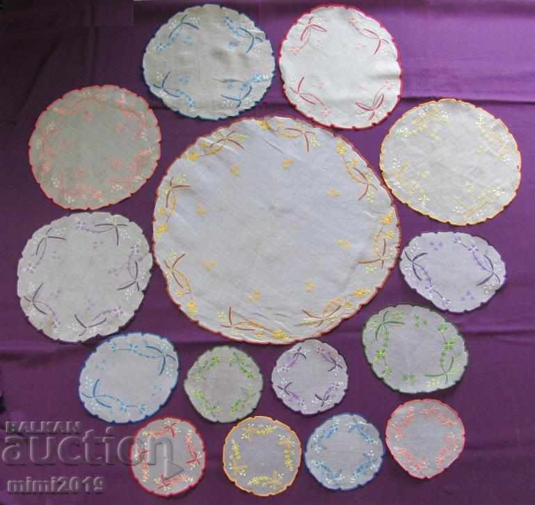 19th century Hand-sewn Waters and Coasters 15 pcs. 19th century Hand-sewn Waters and Coasters 15 pcs.