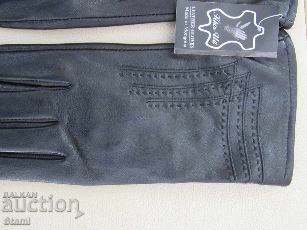 Auction Black women's leather gloves with genuine leather lining, Auction Black women's leather gloves with genuine leather lining,