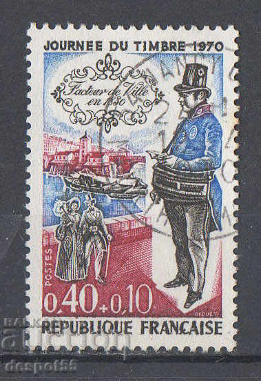 1970. France. Postage stamp day. Postman.