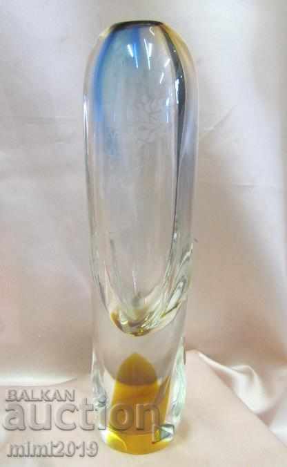 Screw Crystal Glass Vase Bohemia
