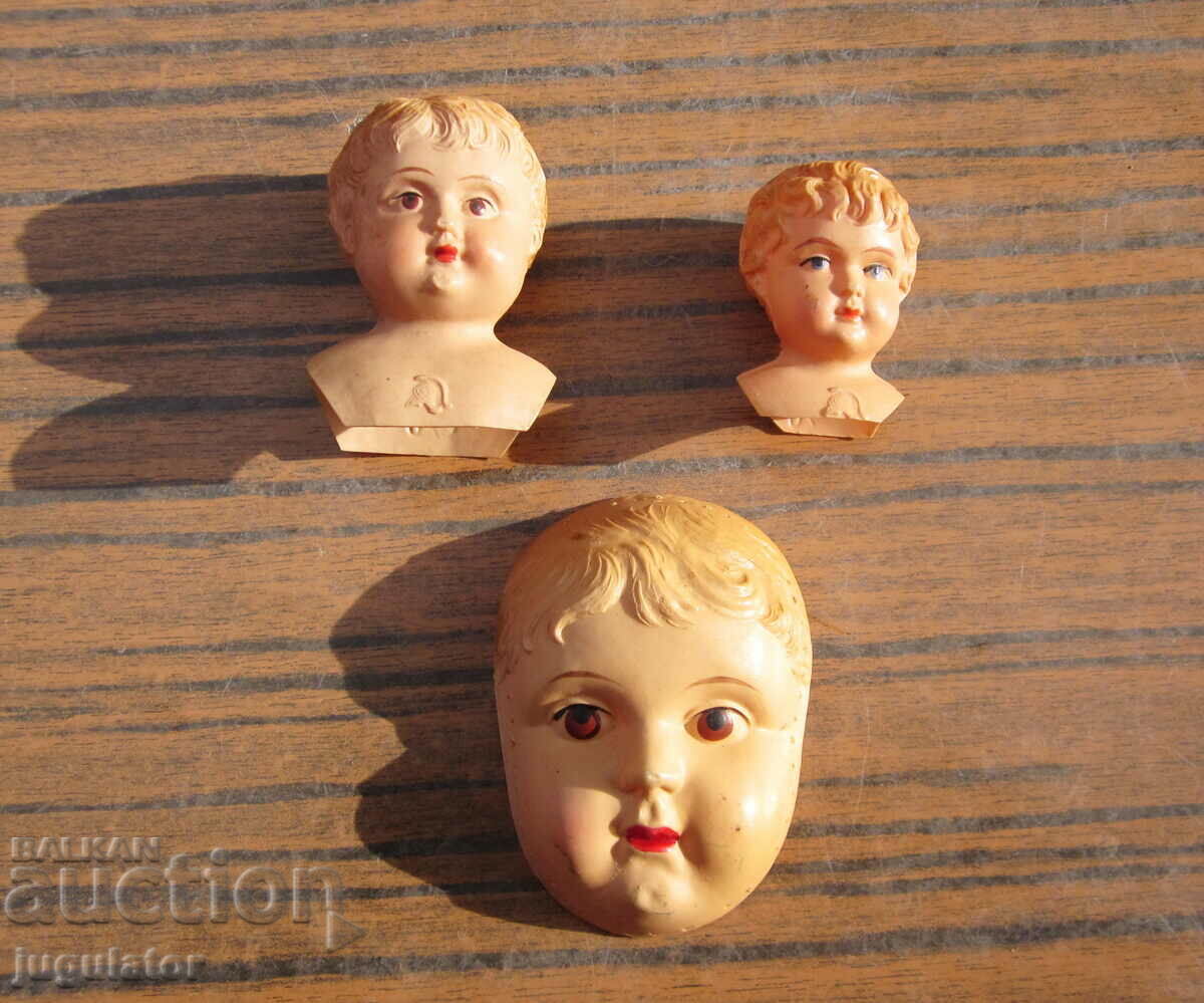 toy heads for a vintage German Minerva doll MINERVA