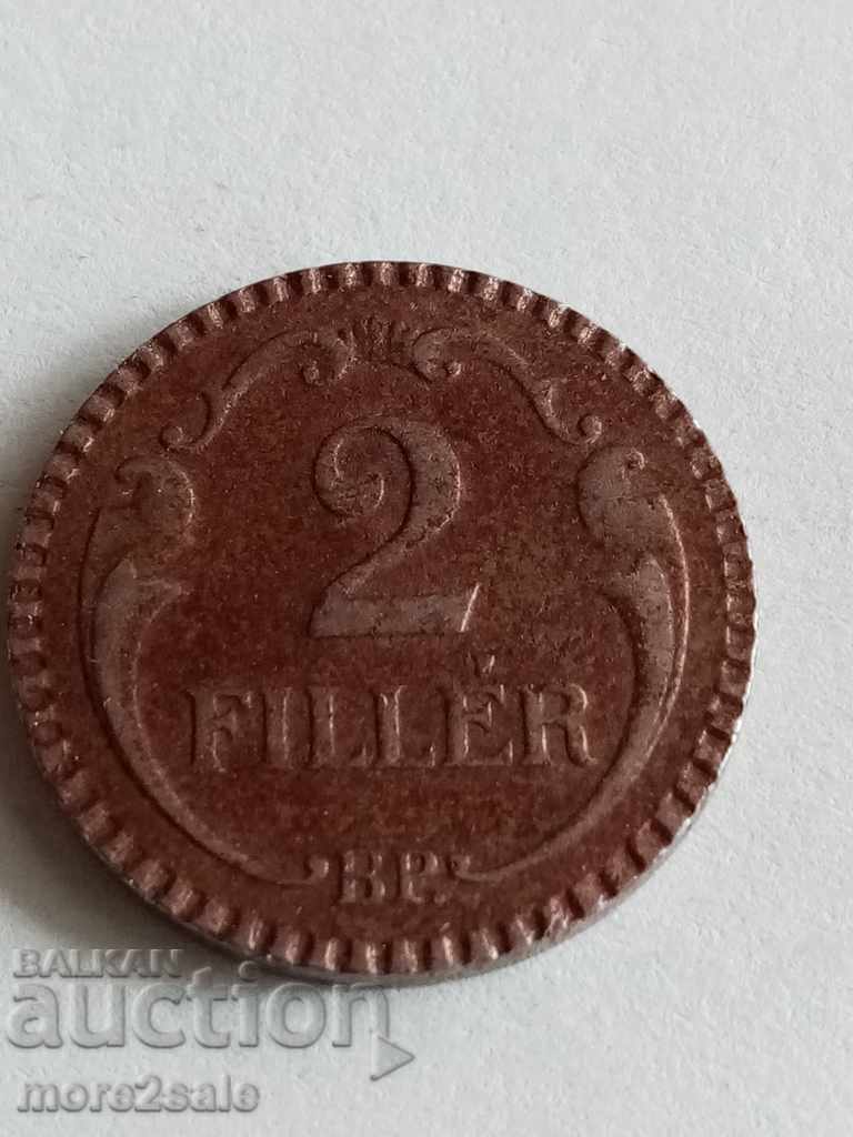 2 FILLERS 1942 HUNGARY COIN