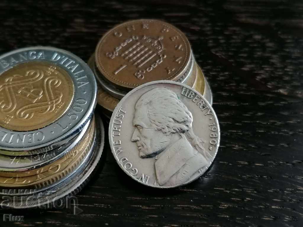 Coin - US - 5 cents 1980 with price 1.20 BGN | € 0.61 Coin - US - 5 cents 1980 with price 1.20 BGN | € 0.61