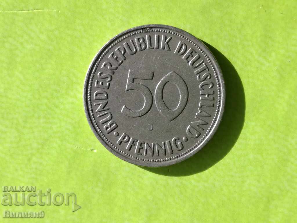 50 pfennigs 1950 '' J '' Germany