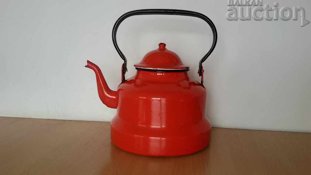 GREAT big RED enameled teapot 60s with price 31.00 BGN | € 15.85 GREAT big RED enameled teapot 60s with price 31.00 BGN | € 15.85