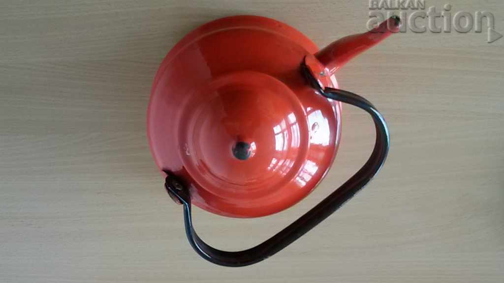 GREAT big RED enameled teapot 60s - 5 GREAT big RED enameled teapot 60s - 5
