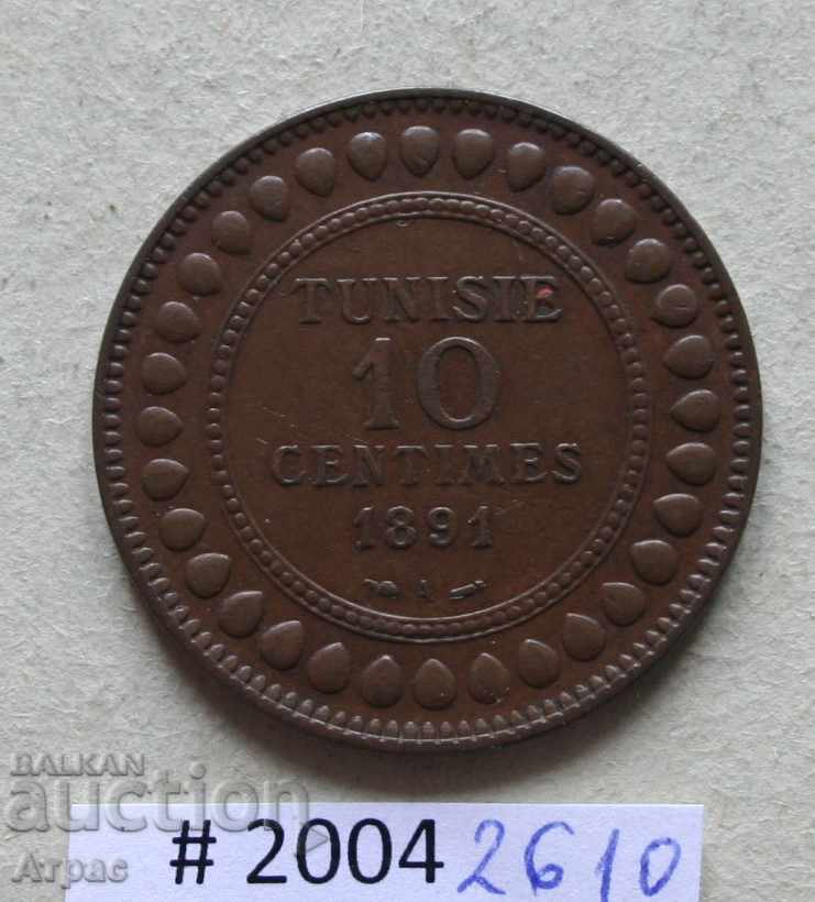 10 centimes 1891 Tunisia