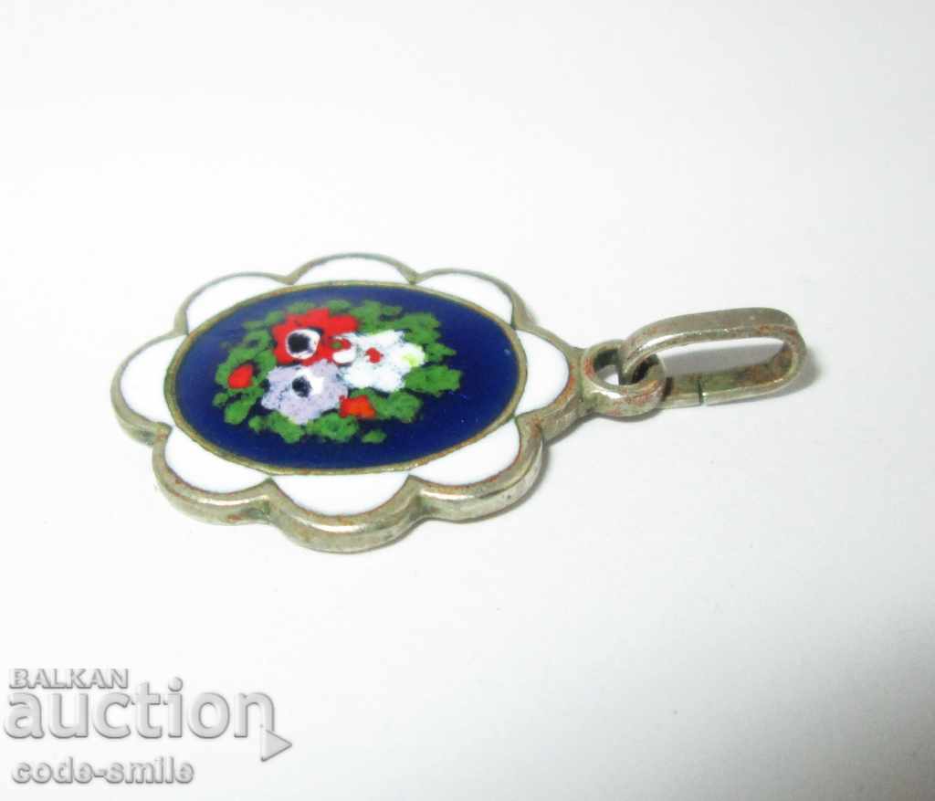 Delivery of Old antique pendant pendant painted cell enamel