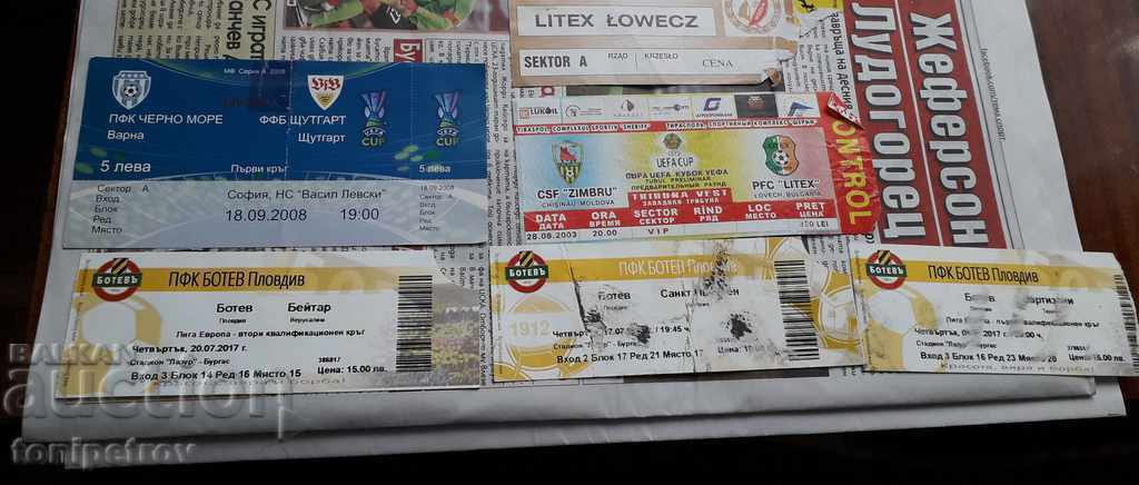 Футболни билети Литекс,Черно море и Ботев стари