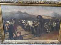 Pictură istorică bulgară unică 1918 m.b., pânză