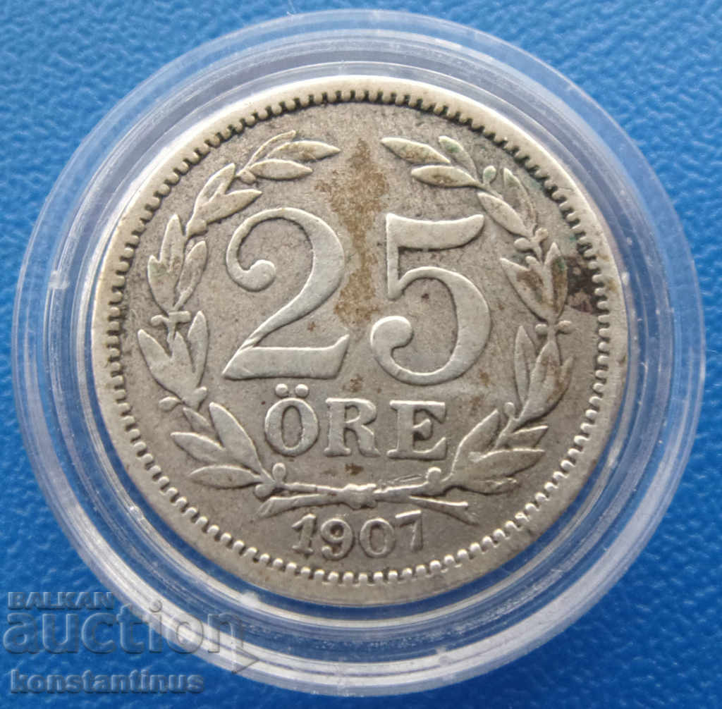 Σουηδία 25 Ore 1907 Silver Rare