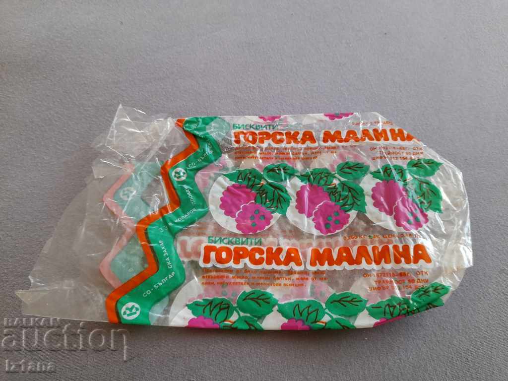 Old package of forest raspberry biscuits