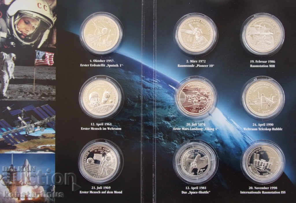 Cosmonautics 9 τεμάχια Ασημί - 20 γρ. 40 mm. κάθε UNC