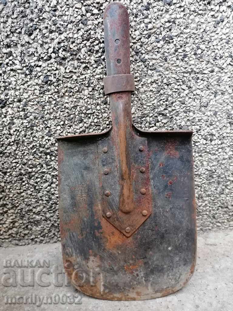 Old straight army shovel, wrought iron