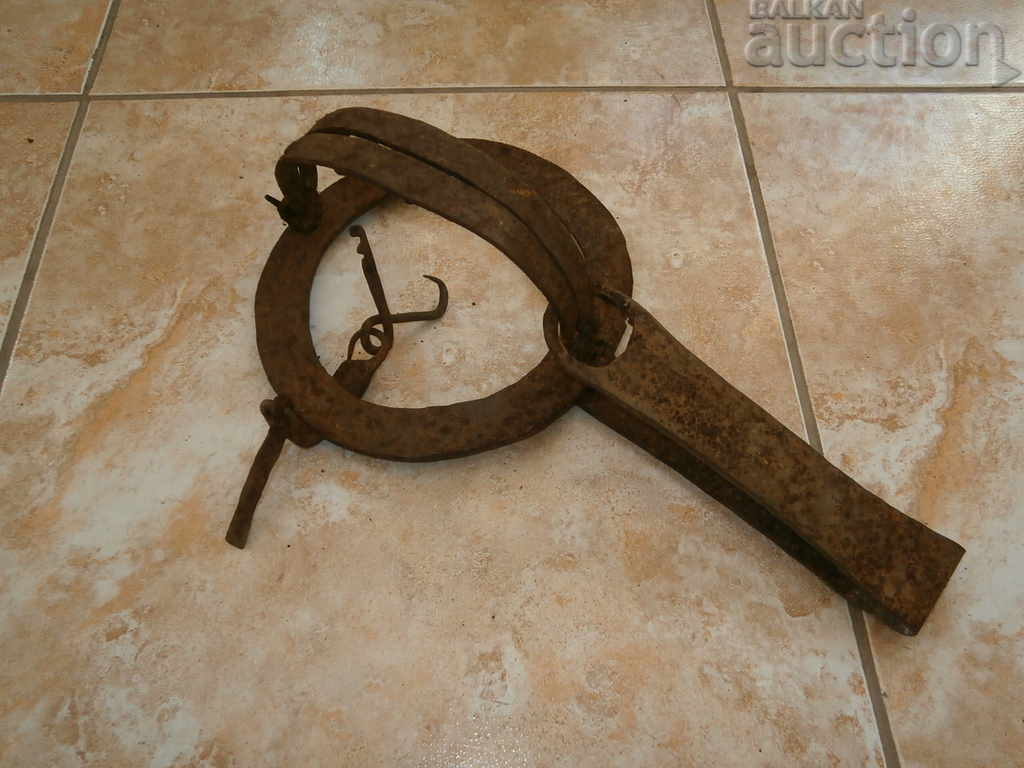 antique small handmade wrought iron trap