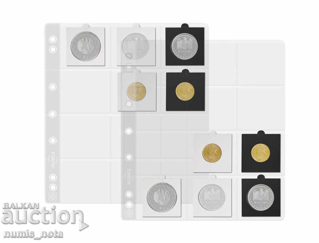 листи NUMIS за 12 монети в картончета с размер - 50x50 mm