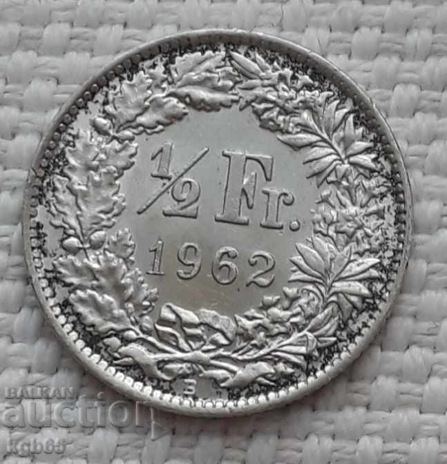 1/2 franc 1962. Elveția. Ștampilă !!!!!! # 1