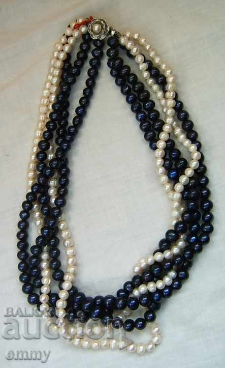 Necklace 5 rows of natural pearls length 48-56 cm Germany
