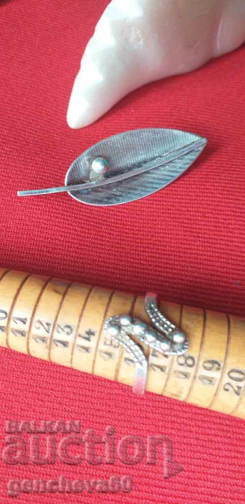 Unique silver brooch from the 30s of the last century and a ring - 5