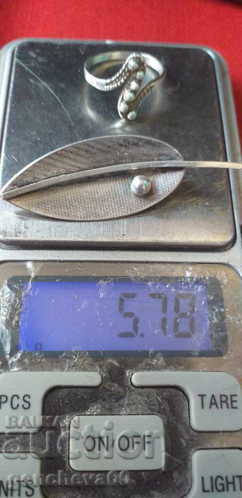 Unique silver brooch from the 30s of the last century and a ring - 6