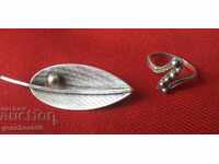 Уникална сребърна брошка 30те год.на миналия век и пръстен