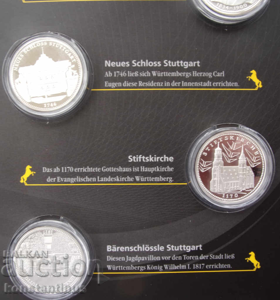 Παράδοση 800 γρ. Στουτγκάρδη - 10 τεμάχια το καθένα - 14,65 γρ., 36 mm. ΑΣΗΜΙ ΑΠΟΔΕΙΞΗ UNC