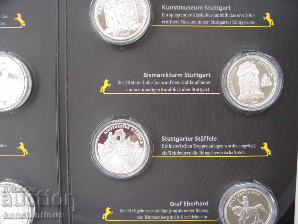 Аукцион 800 г. Щутгарт -10 броя всеки-14,65гр.36мм. Сребро PROOF UNC Аукцион 800 г. Щутгарт -10 броя всеки-14,65гр.36мм. Сребро PROOF UNC