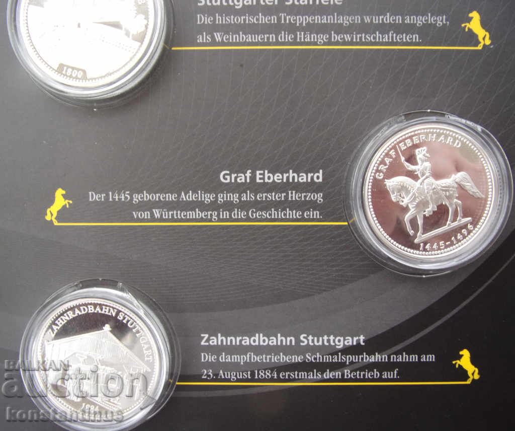 800 г. Щутгарт -10 броя всеки-14,65гр.36мм. Сребро PROOF UNC - 5 800 г. Щутгарт -10 броя всеки-14,65гр.36мм. Сребро PROOF UNC - 5