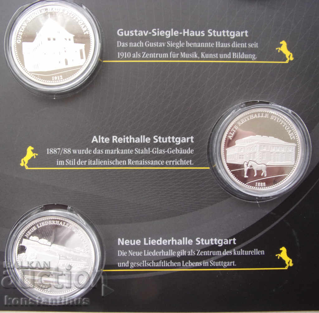 800 г. Щутгарт -10 броя всеки-14,65гр.36мм. Сребро PROOF UNC - 5