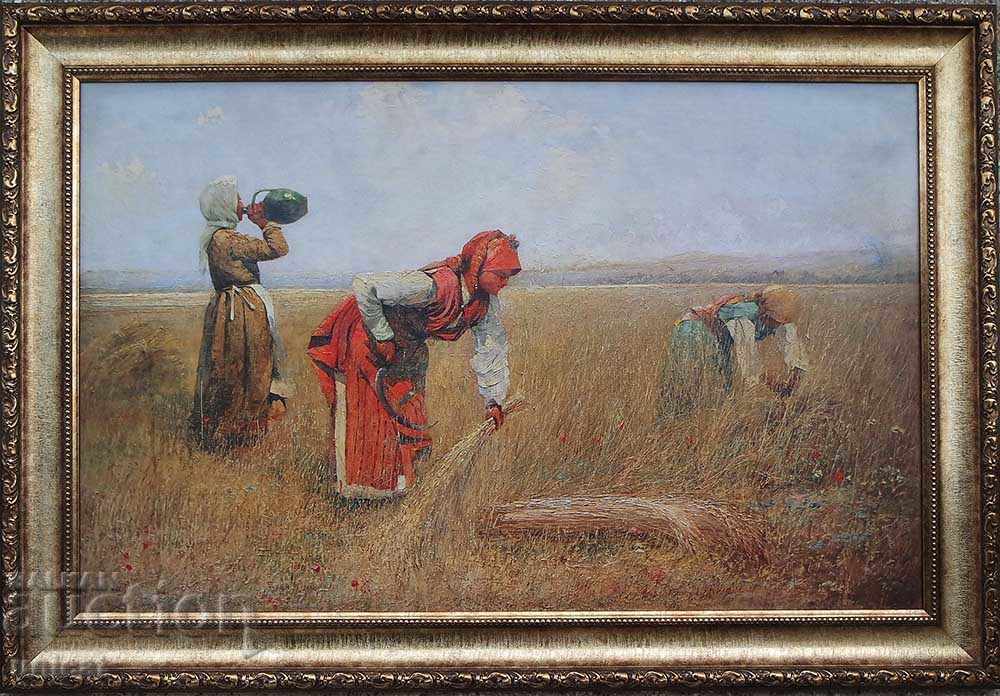 "Harvest in Chepinsko" 1905, Ivan Angelov, painting