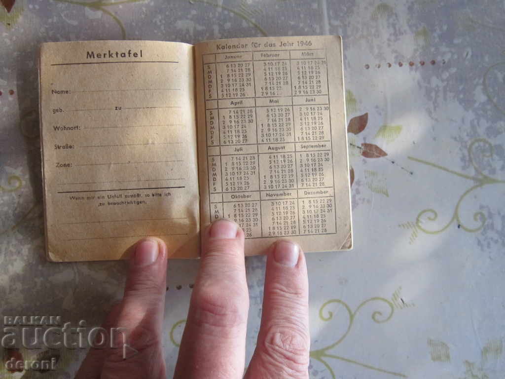 Auction Unique German occupation calendar 1946 Auction Unique German occupation calendar 1946