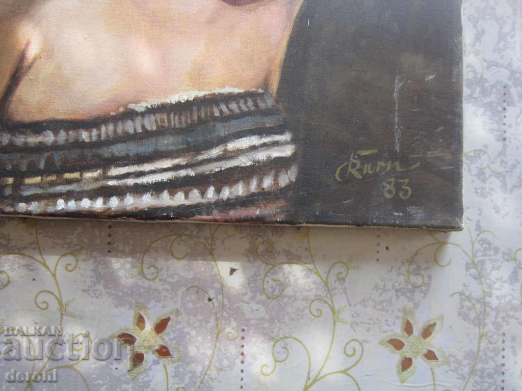 Стара картина Портрет на жена масло върху платно подписана - 5 Стара картина Портрет на жена масло върху платно подписана - 5