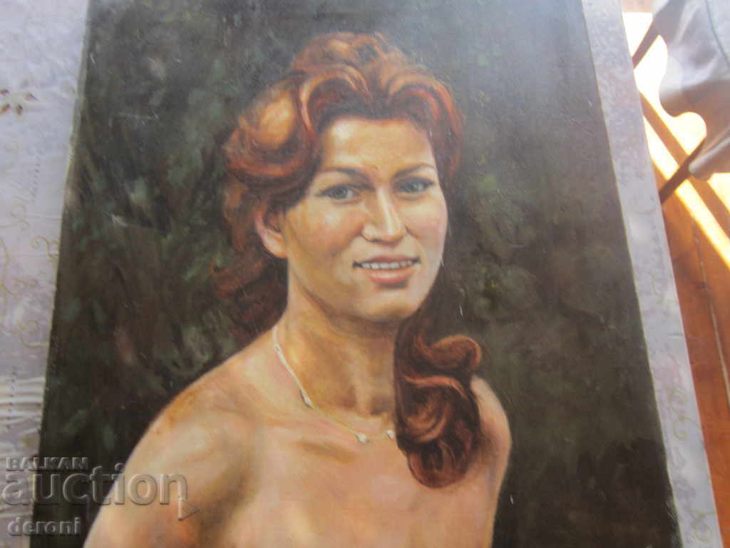 Tablou vechi Portret de femeie ulei pe pânză semnat