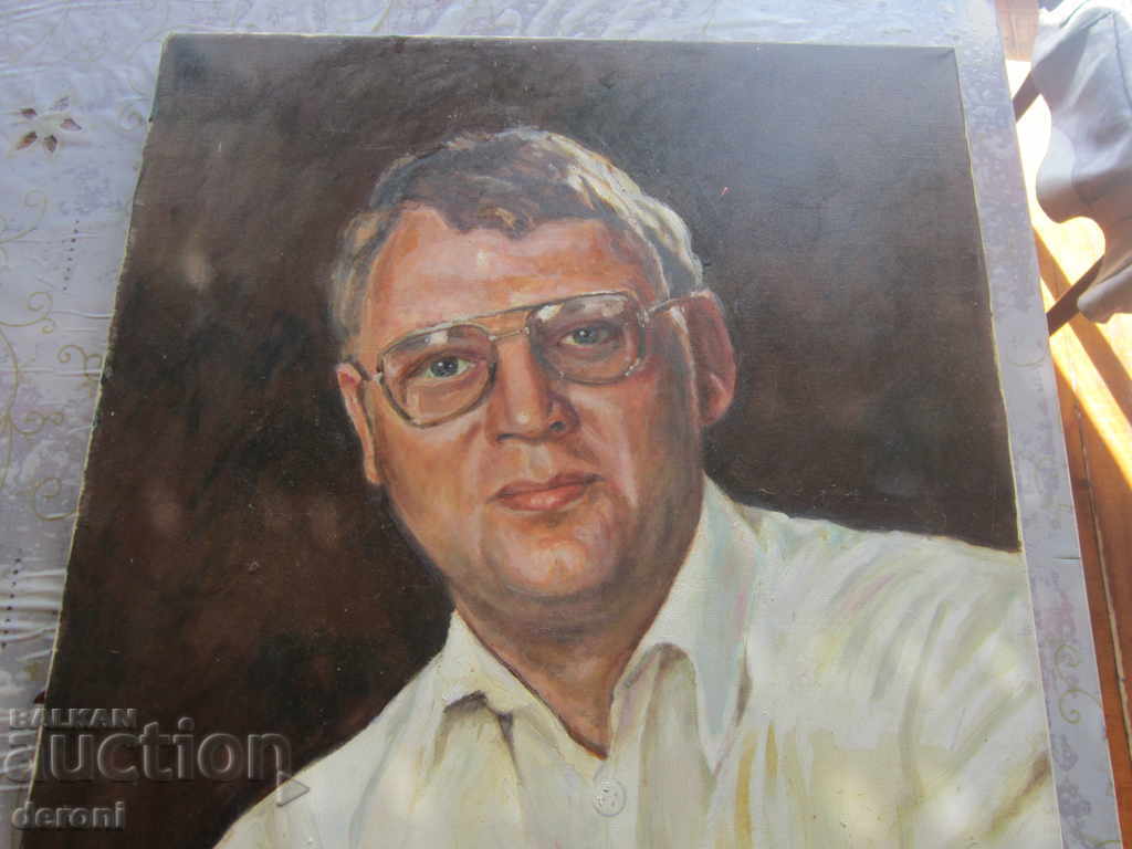 Стара картина Портрет на мъж масло върху платно подписана
