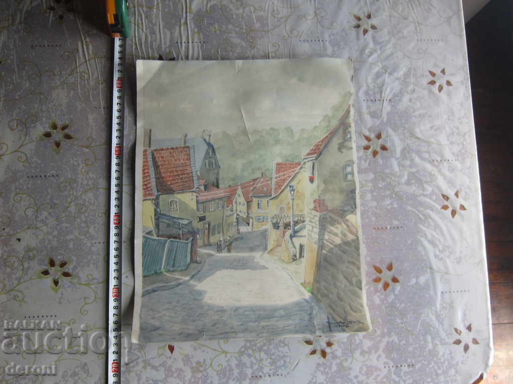 Old painted picture 1946 signed with price 35.00 BGN | € 17.90 Old painted picture 1946 signed with price 35.00 BGN | € 17.90
