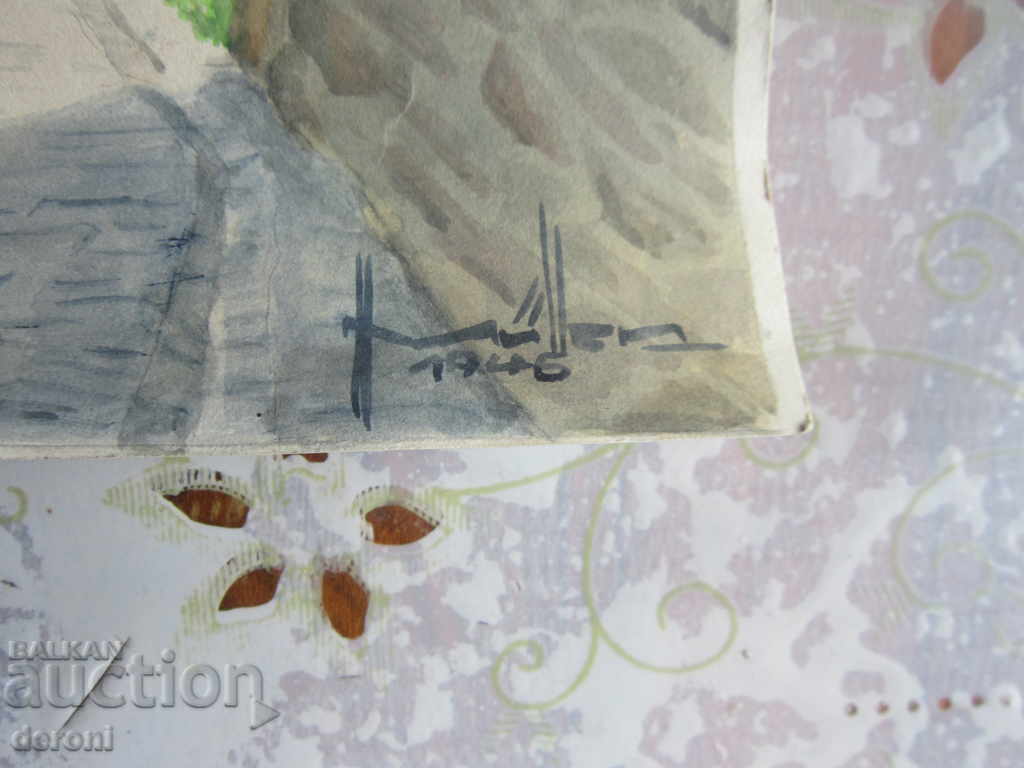 Auction Old painted picture 1946 signed Auction Old painted picture 1946 signed