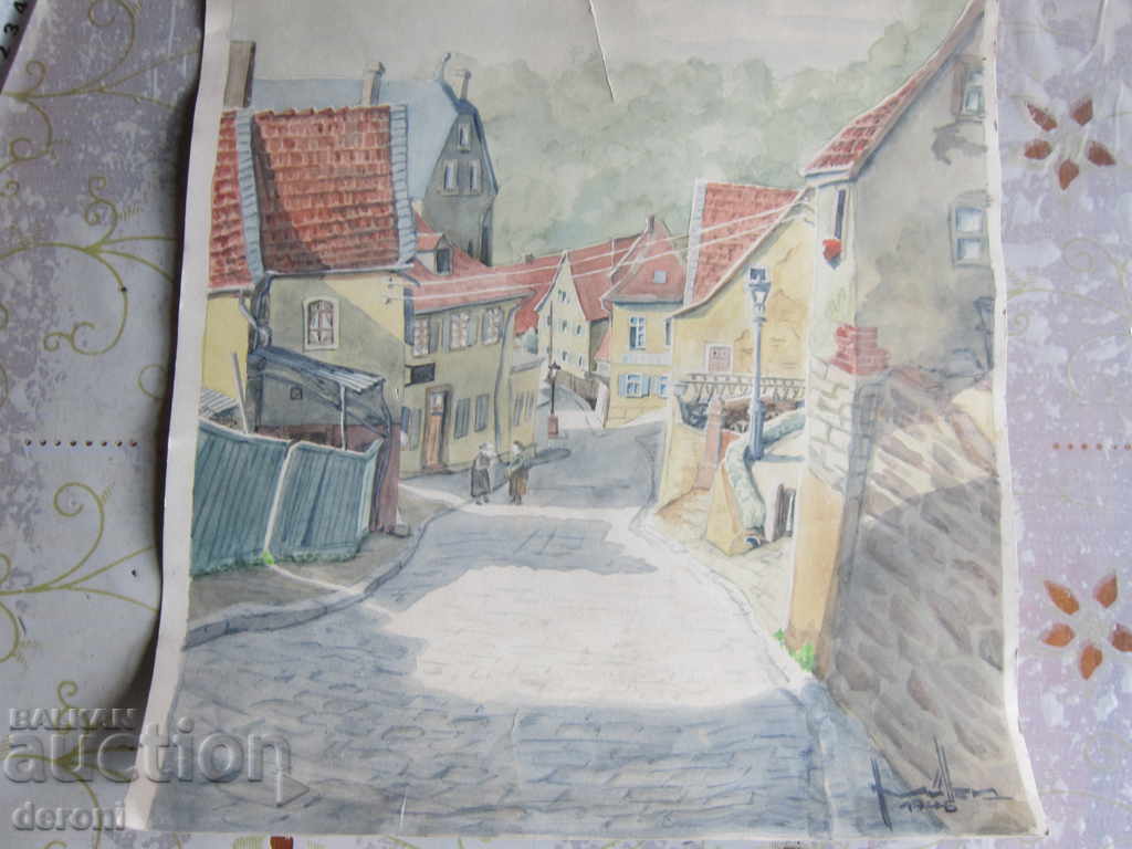 Delivery of Old painted picture 1946 signed Delivery of Old painted picture 1946 signed