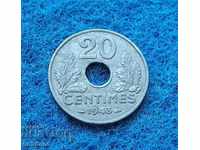 20 центимес Франция 1943-редки