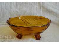 Beautiful old fruit bowl glass with amber color
